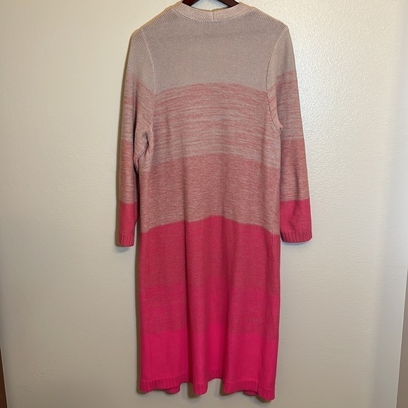 TORRID Pink Ombré Stripe Long Duster Cotton Open Front Cardigan Sweater - Picture 2 of 16